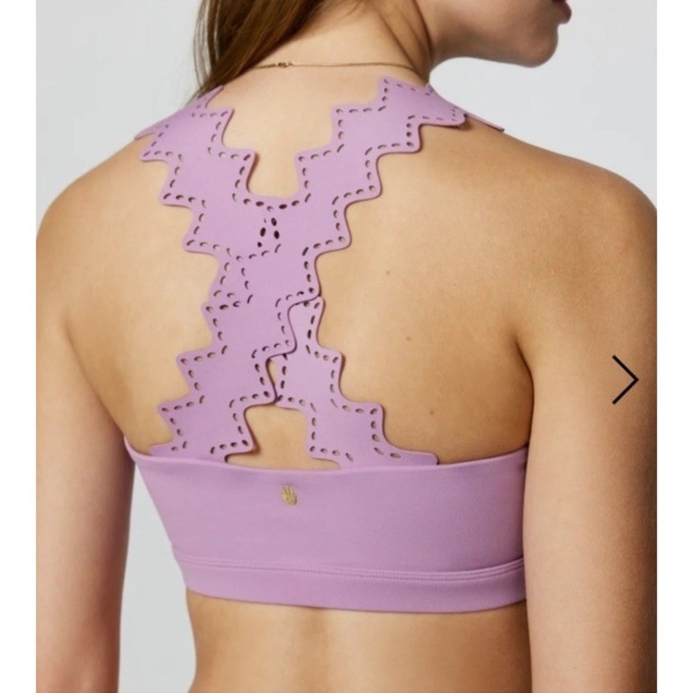 Spiritual Gangster Felicity Dream Tech Eco Jersey Bra Crop Top Lavender Gym Sz M